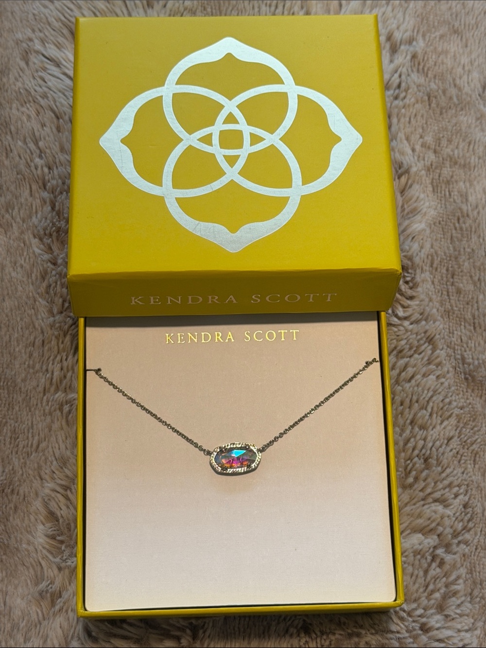 Kendra Scott Silver Multicolor Iridescent Pendant Necklace